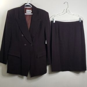 Bogato International 100% Wool Suit & Skirt L